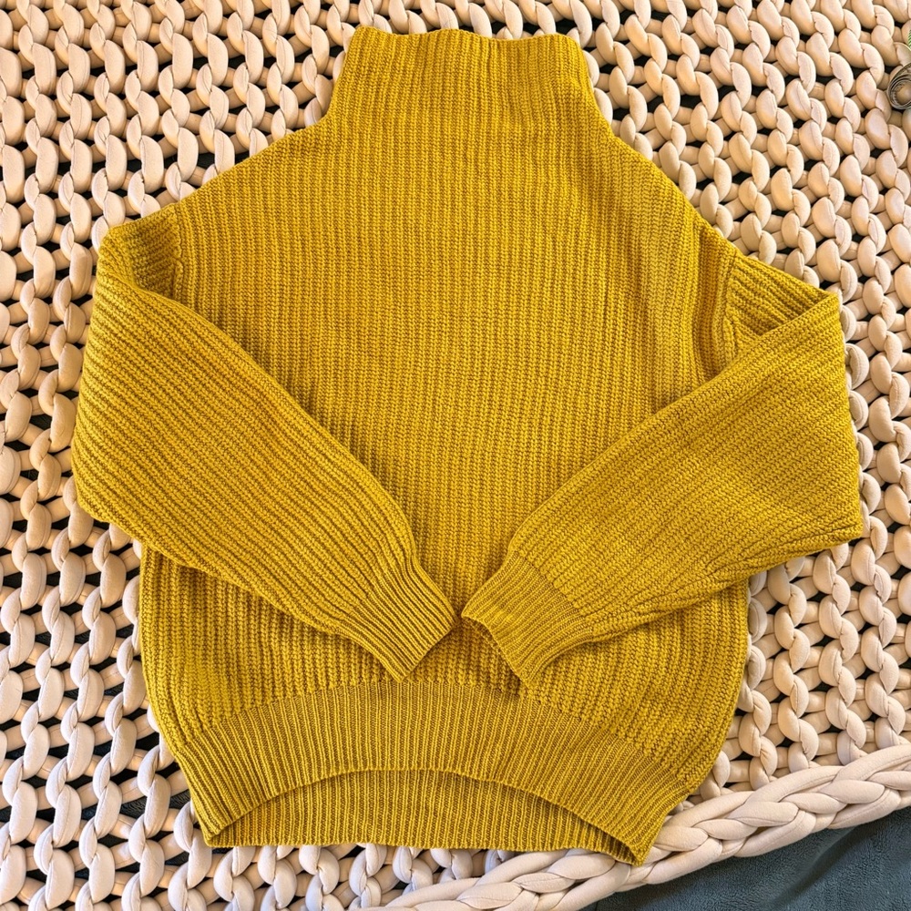 Wilfred yellow mock neck merino wool sweater